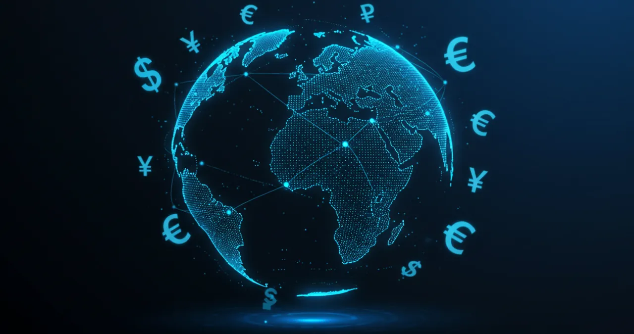 Economia Global em 2025 afetando mercados financeiros com gráficos e conexões mundiais