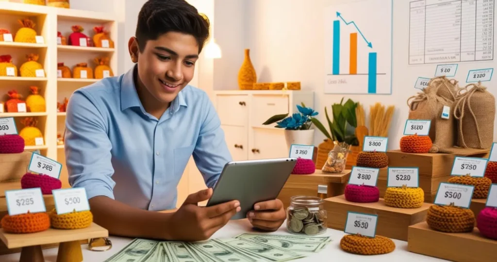Jovem empreendedor aplicando conceitos de educação financeira em pequeno negócio