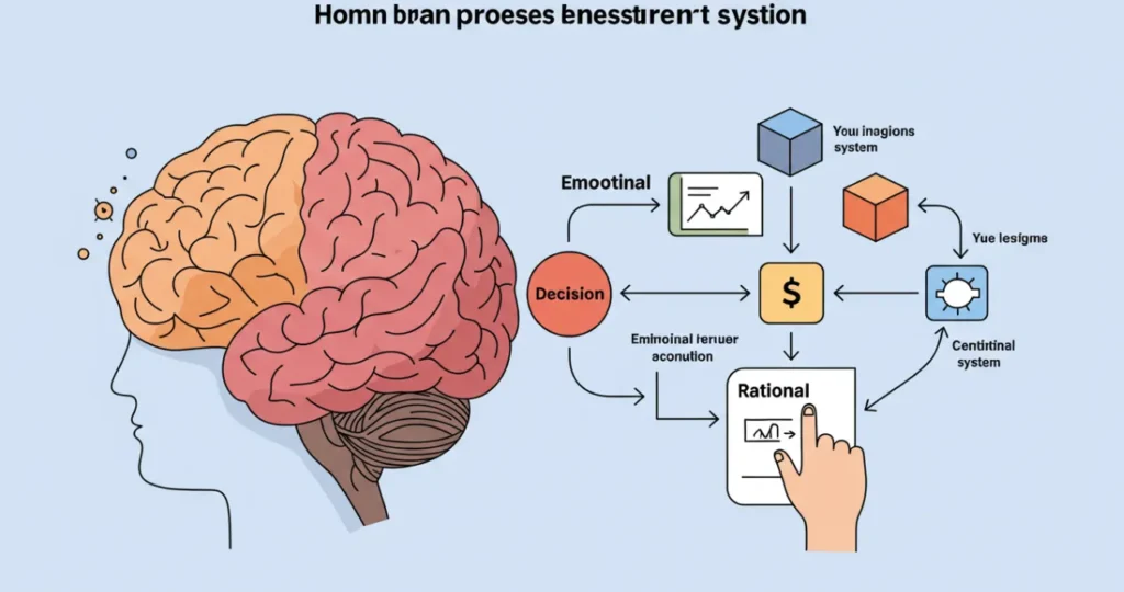 O poder da mente representado por neurônios conectados a símbolos financeiros