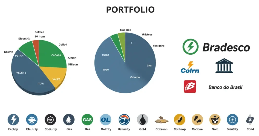 Carteira diversificada de dividendos com setores bancário, utilities e commodities para viver de renda