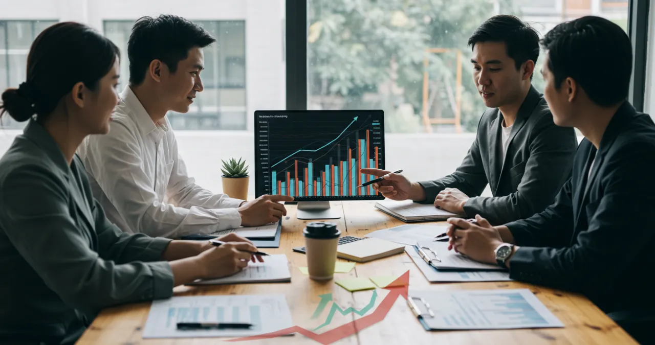 Como atrair investidores - empresário apresentando proposta de negócios para investidores em reunião corporativa