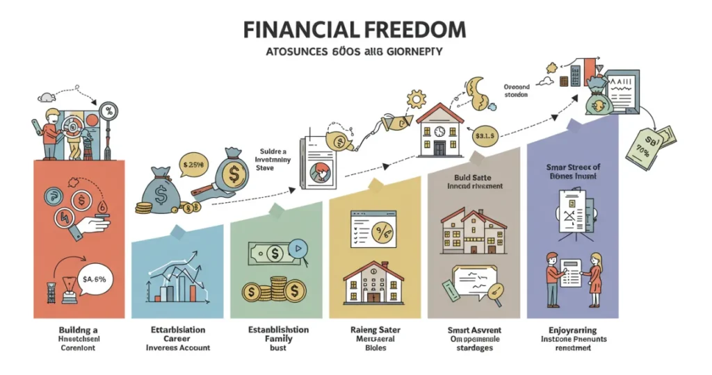 Planejamento para liberdade financeira de forma clara em diferentes fases da vida