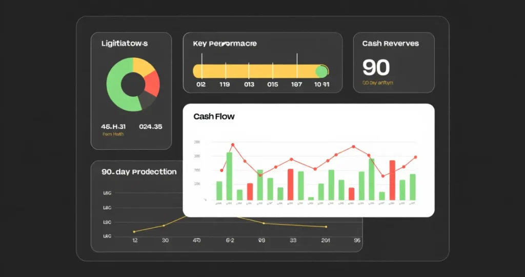 Dashboard de fluxo de caixa para organizar as finanças da empresa com projeções trimestrais