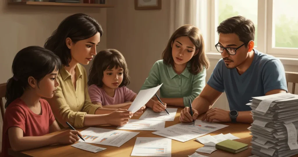 Família reorganizando o orçamento para preservar o poder de compra durante inflação alta