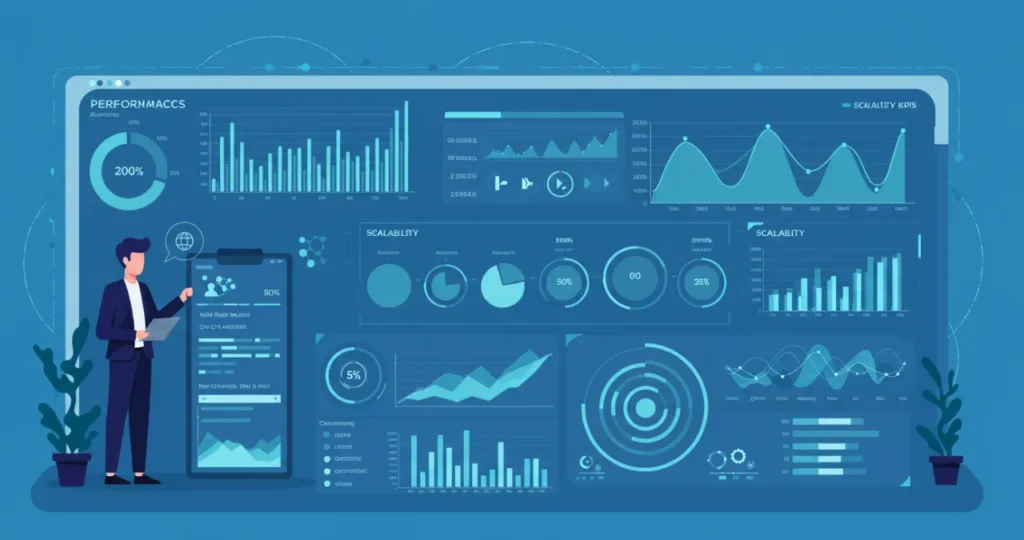Dashboard de métricas para escalabilidade nos negócios com indicadores de performance