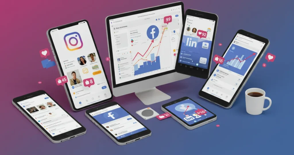 Redes sociais para marketing digital pequenas empresas - gestão de múltiplas plataformas