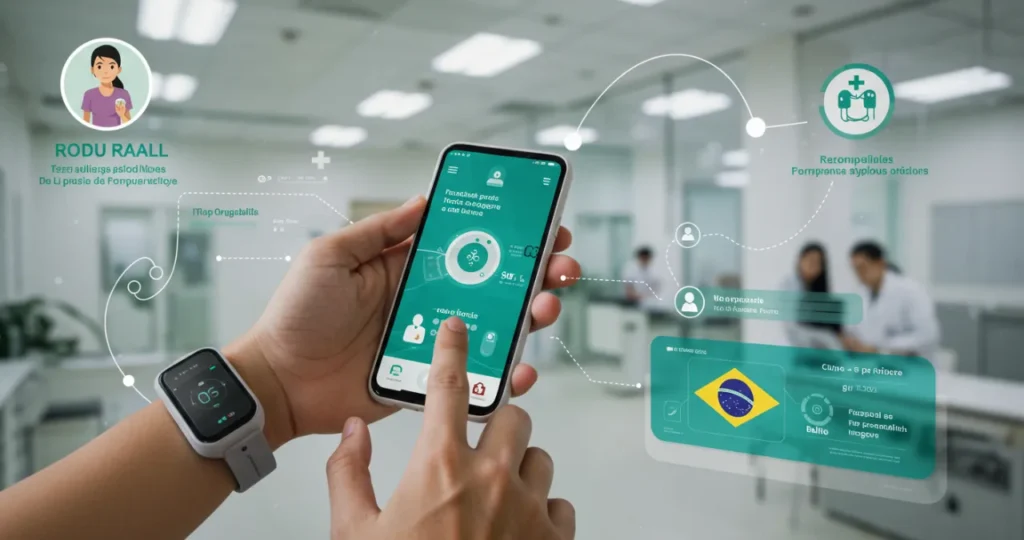 Tecnologia de saúde digital com apps de wellness representando ideias de negócios lucrativos na área médica