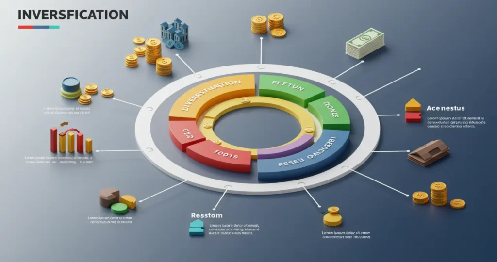 Portfólio diversificado minimizando riscos do mercado financeiro através de alocação estratégica entre diferentes classes de ativos
