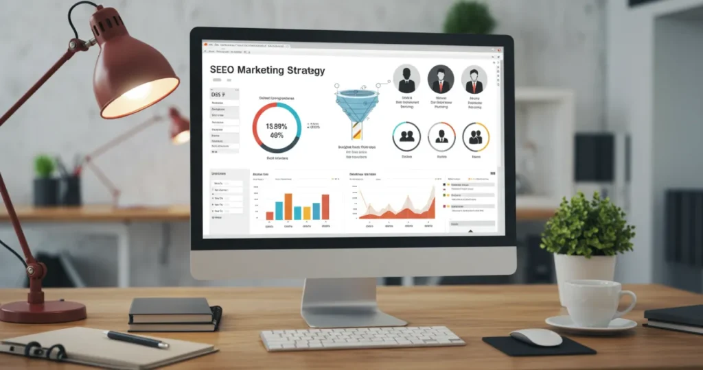 Dashboard de marketing digital para plano de negócios com métricas de desempenho