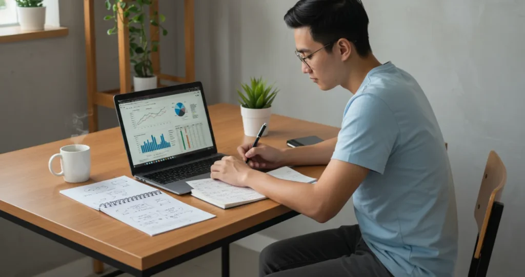 Planejamento estratégico de ideias criativas para ganhar dinheiro com trabalho remoto