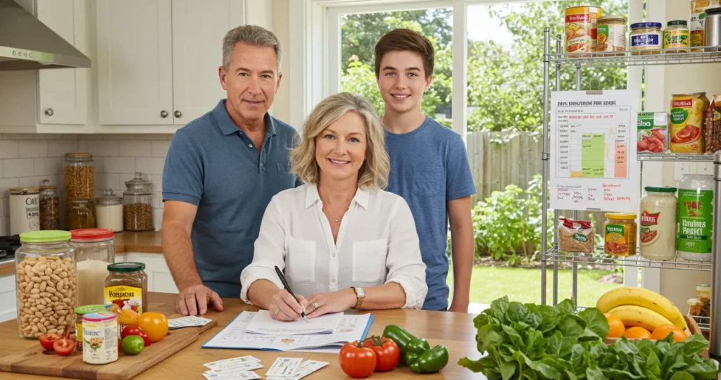 Família implementando técnicas de economia para combater o aumento dos preços em supermercado