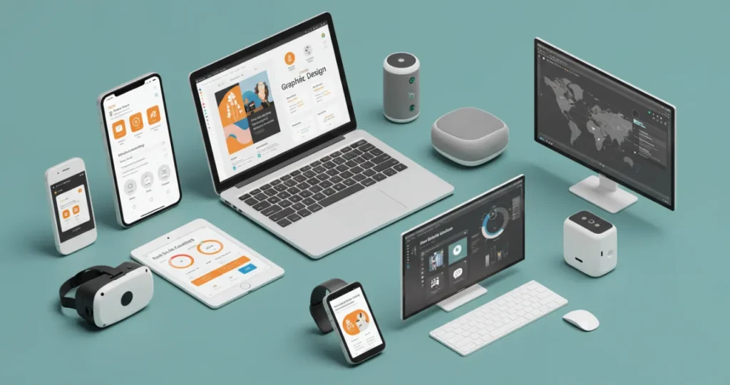 Conjunto de ferramentas gratuitas essenciais para empreendedorismo digital em dispositivos conectados.