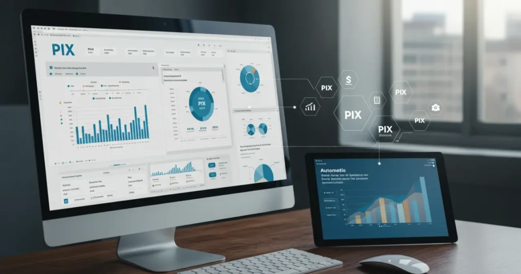 Texto alternativo (alt text): Integração de PIX para empresas com sistemas de gestão empresarial e análise financeira