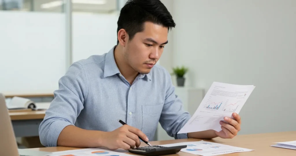 Jovem avaliando escolhas financeiras, importante lição na educação financeira para jovens