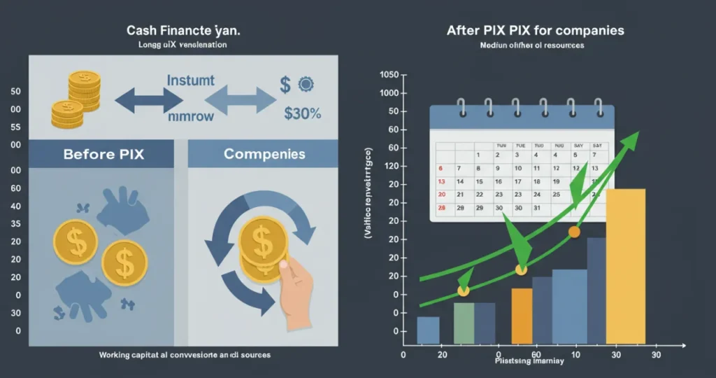 Fluxo de caixa empresarial otimizado com PIX para empresas e recebimentos instantâneos